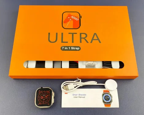 Ultra 7 IN 1 SmartWatch 2.1 Inch Full HD Screen Series 8 Wireless Charging 7 Straps Waterproof