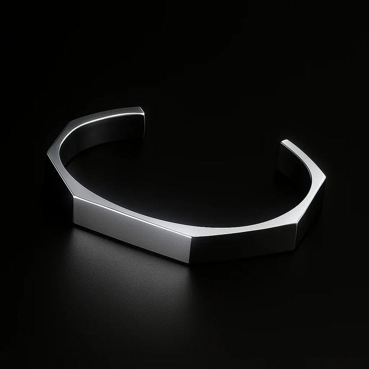 Stainless Steel Hexagon Cuff Bangle - Pack of 2