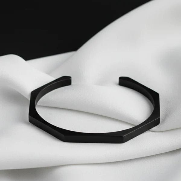 Stainless Steel Hexagon Cuff Bangle - Pack of 2