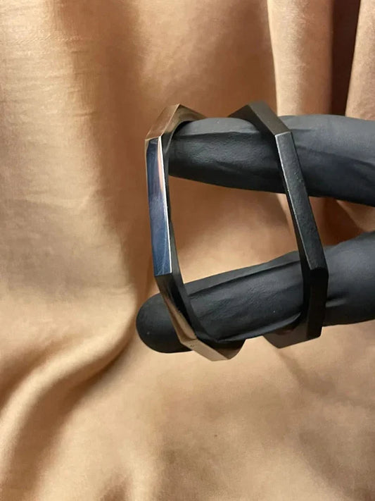 Stainless Steel Hexagon Cuff Bangle - Pack of 2